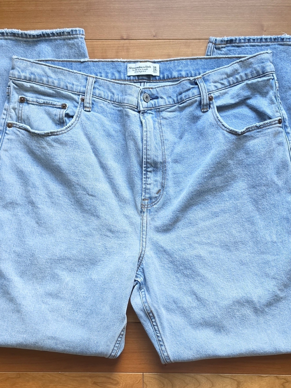 Abercrombie & Fitch Light Blue High-Rise Straight Jeans